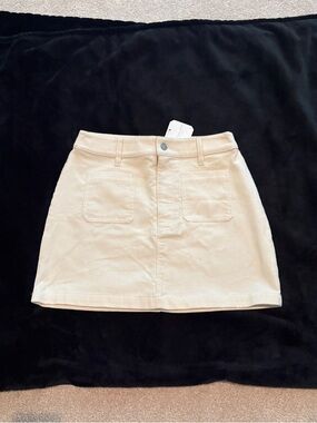 Altar'd State Cream Corduroy Mini Skirt with Front Patch Pockets
